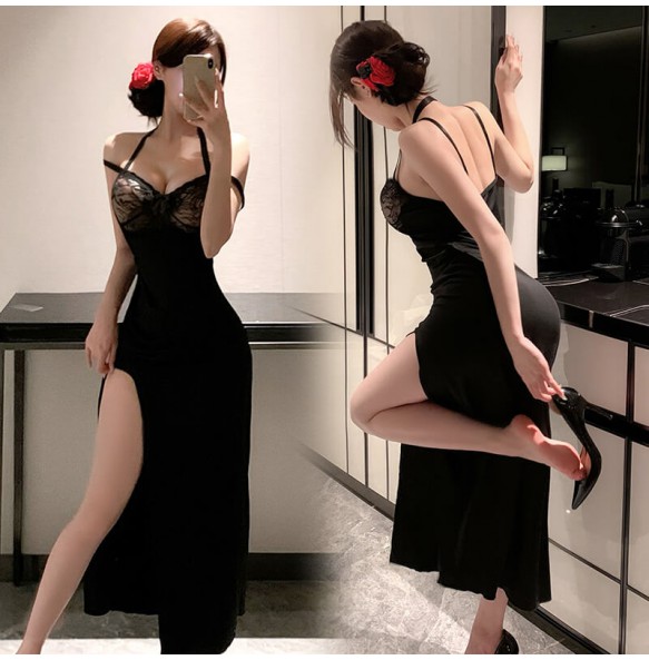 FEE ET MOI - Goddess Halter Neck Long Dress (Black)